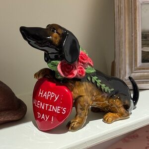 Blue Sky Ceramics Valentine's Day Dachshund Figurine with Red Heart